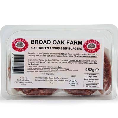 Broad Oak Farm Aberdeen Angus Beef Burger (BBE 27/09/23)