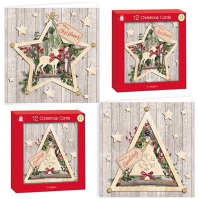 Christmas Cards - Square Star & Tree