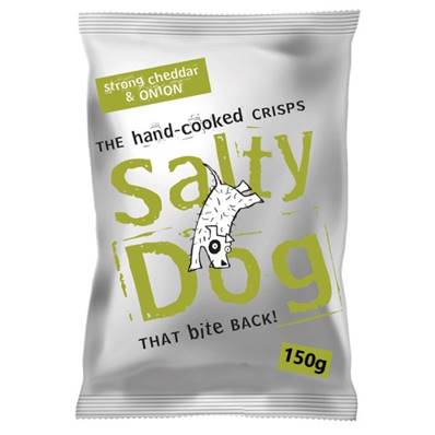 Salty Dog Hand-Cooked Crisps - Strong Cheddar & Onion - Sharing Bag