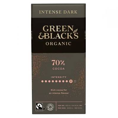 Green & Blacks' Organic Dark Chocolate (70% Cocoa) (BBE 16/04/23)